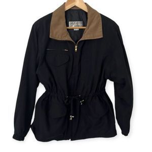 Vintage 90s Gallery Sport Black Zip Up Wind Breaker Jacket 